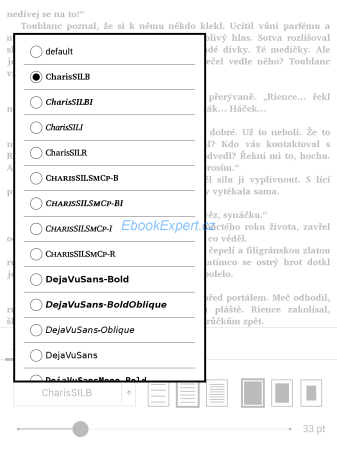 PocketBook Inkpad - nastavení písma