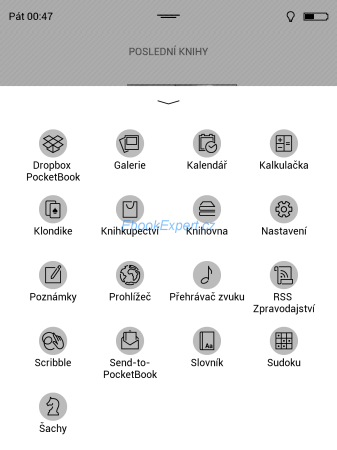 PocketBook Inkpad - ikonky aplikací